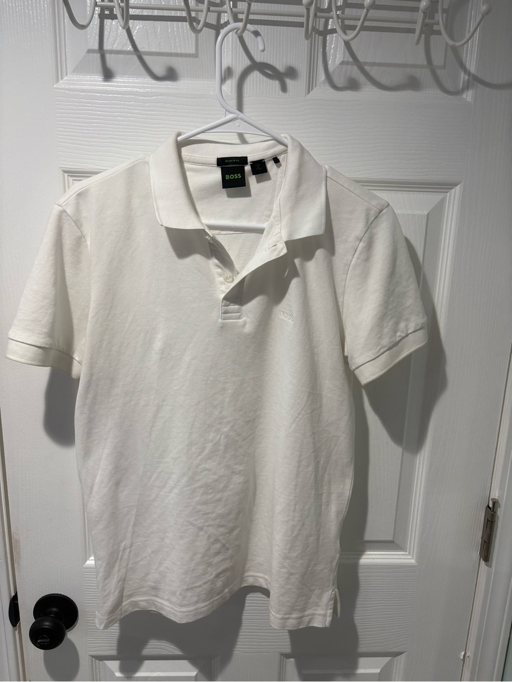 BOSS Men’s White Polo with Subtle Logo